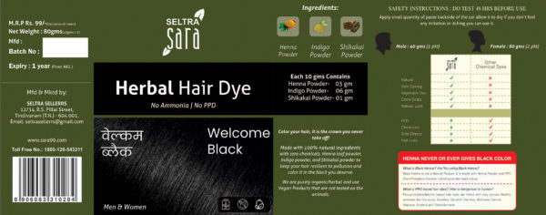 Herbal Hair Dye Welcome Black New - Image 2